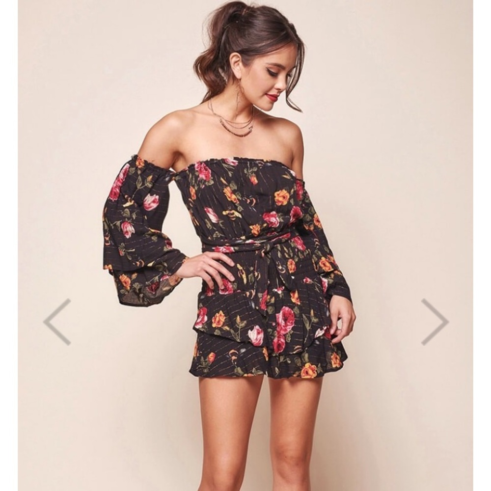 Selfie Leslie Bell Sleeves Off Shoulder Romper